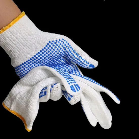 Reinforced PVC Dotted Cotton Knitted Gloves for Construction Work Safety