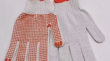 Single Side Safety Garden Work Hand PVC Dotted Cotton Gloves