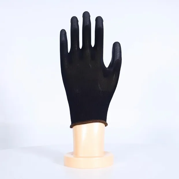 13G ESD Black PU Palm Coated Polyester / Nylon Seamless Hand Protection Knitted Liner Anti Static Waterproof Palm Fit Lightweight Safety Work Working Gloves
