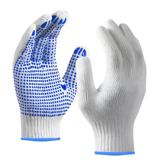 Anti Slip Blue PVC Dotted Gloves Work Safety Gloves Custom Logo for Single Side PVC Gloves