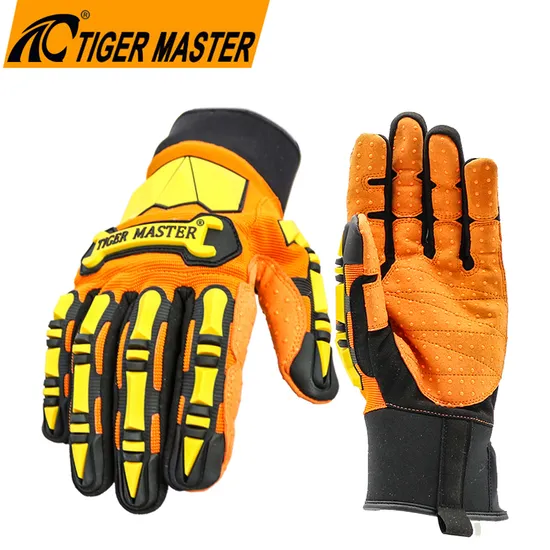 Tiger Master Oil Industry Anti Slip Safety Working Gloves TPR Impact Resistant Safety Mechanic Gloves