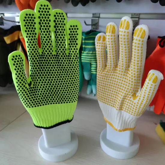 PVC Dotted Cotton Knitted Gloves Working Gloves Colorful Dots Cotton Gloves