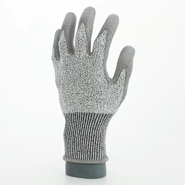 Anti Cut Level 5/D 13 Gauge Knitted Protection Industrial Hppe Working Safety PU Coated Cut Resistant Gloves 