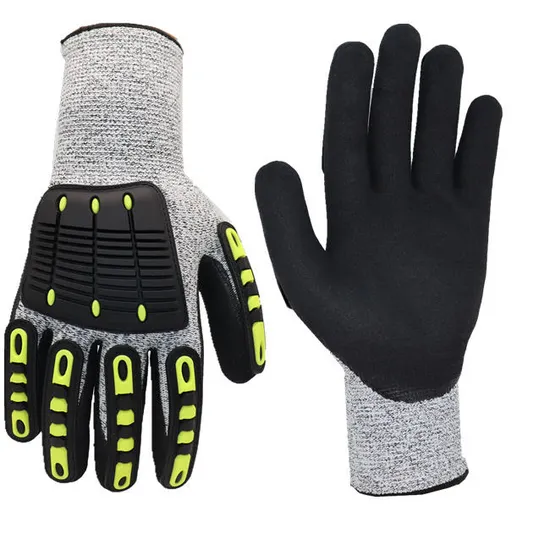 Hppe Colliery Oilfield Industry Mechanic Cut Resistant TPR Safety Impact Gloves for Working 
