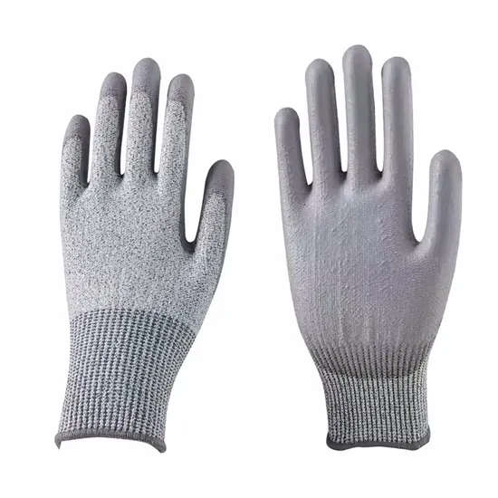 Anti Cut Level 5/D 13 Gauge Hppe Lined Polyurethane/PU Coated Cut Resistant Gloves 