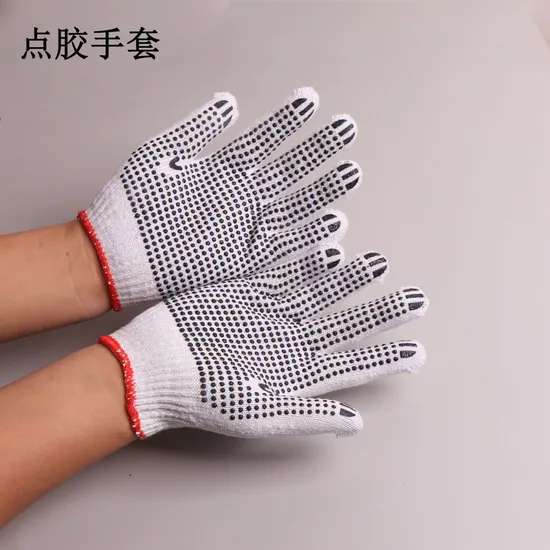 Soft Comfortable Double Sides Work Hand PVC Dotted Gotton Safety Gloves 