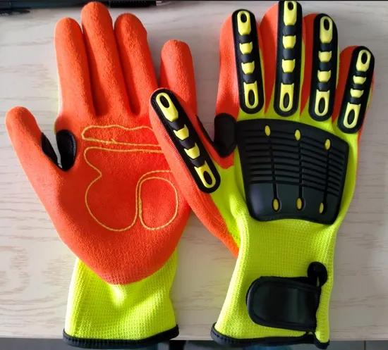 Sandy Nitrile Coating Cut and TPR Impact Resistant Work Safety Gloves 