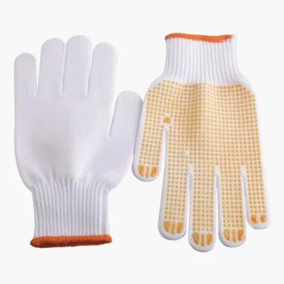 Safety Bleached White Hand PVC Dotted Gloves 