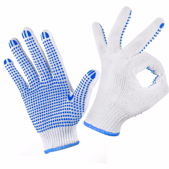 China Wholesale Safety Work Glove Labor/Working Guantes PVC Dotted/Dots Cotton Knitted Gloves
