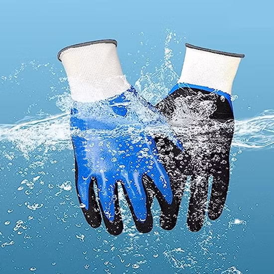 Waterproof Work Gloves, Heavy Duty Gloves Sandy Nitrile Coated, Oil
