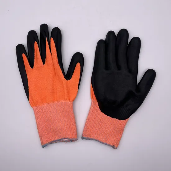 13G Orange Anti Cut Level B Foam Nitrile Coated Cut Resistance Glove 