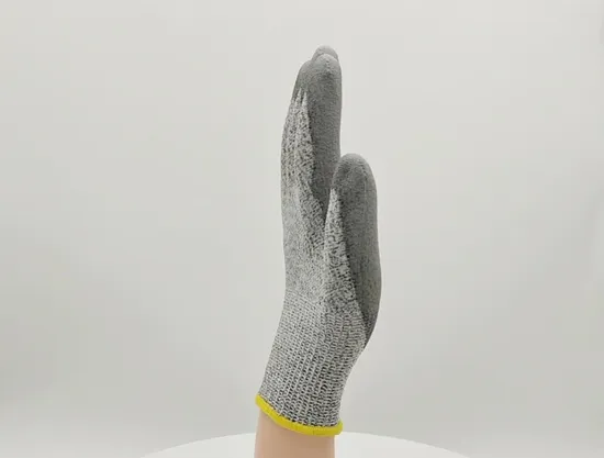 Factoryshop Best Cut Proof Hppe Glass Fiber Liner PU Coated Anti Cut Resistant Levels 5 Cutting Work Safety Hand Kitchen ANSI5 Gloves with En388 